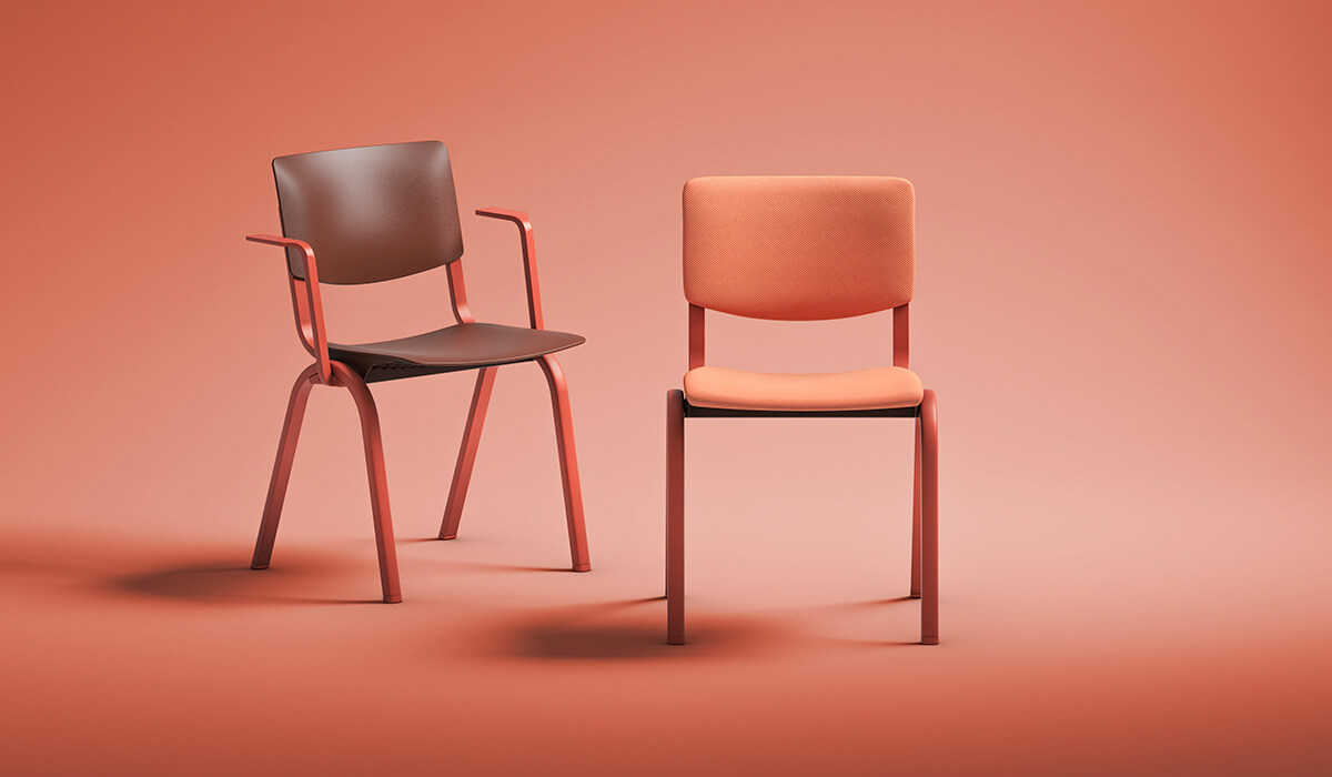 The HÅG Tion and HÅG Celi chairs against a red background.